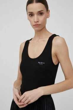 Αμάνικος Top Pepe Jeans Duni N χρώμα: μαύρο