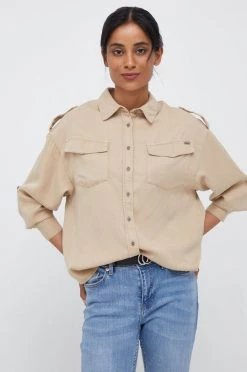 Πουκάμισα Πουκάμισο Pepe Jeans μπεζ, -Pepe Jeans Sales Store unnamed file 1350
