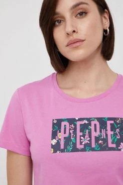 Κοντομάνικο Βαμβακερό μπλουζάκι Pepe Jeans μοβ -Pepe Jeans Sales Store unnamed file 1426
