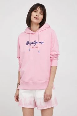 Χωρίς φερμουάρ Βαμβακερή μπλούζα Pepe Jeans Calista Hoodie χρώμα: μοβ -Pepe Jeans Sales Store unnamed file 1500