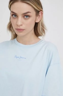 Κοντομάνικο Βαμβακερό μπλουζάκι Pepe Jeans Nina ανοιχτό μπλε