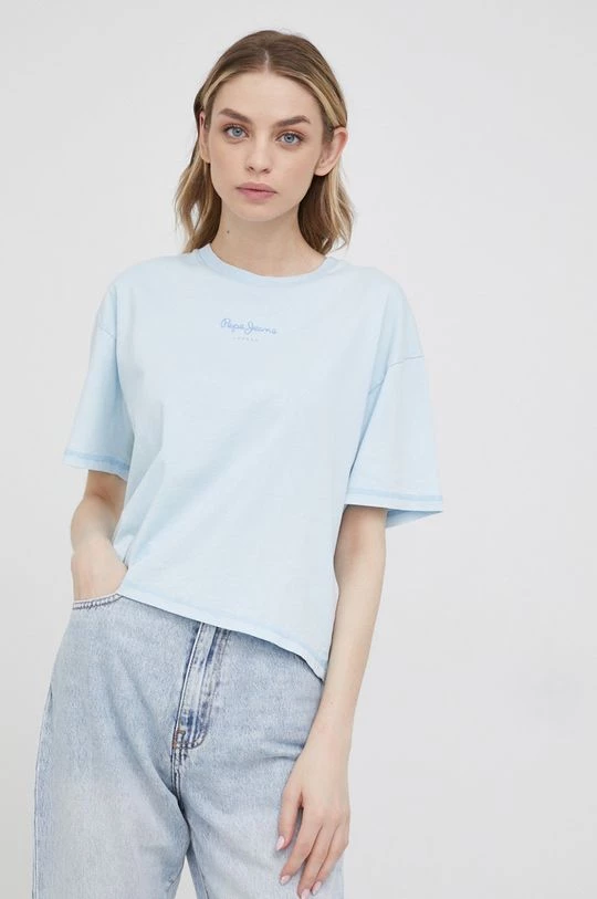 Κοντομάνικο Βαμβακερό μπλουζάκι Pepe Jeans Nina ανοιχτό μπλε 4 Κοντομάνικο Βαμβακερό μπλουζάκι Pepe Jeans Nina ανοιχτό μπλε - Image 2