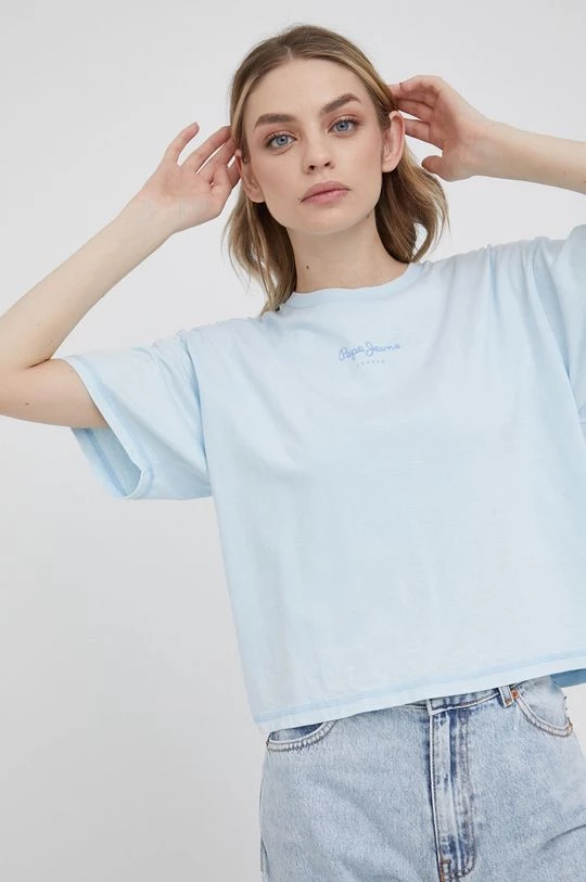 Κοντομάνικο Βαμβακερό μπλουζάκι Pepe Jeans Nina ανοιχτό μπλε 6 Κοντομάνικο Βαμβακερό μπλουζάκι Pepe Jeans Nina ανοιχτό μπλε - Image 4