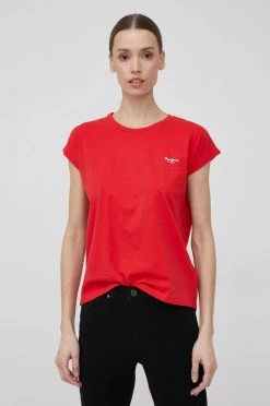 Κοντομάνικο Βαμβακερό μπλουζάκι Pepe Jeans Bloom κόκκινο