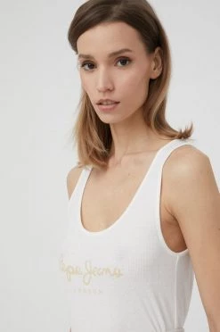 Αμάνικος Top Pepe Jeans Dunia N χρώμα: άσπρο