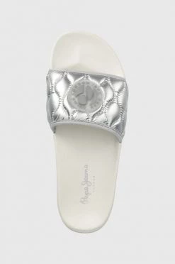 Σαγιονάρες Παντόφλες Pepe Jeans Slider Pad χρώμα: ασημί -Pepe Jeans Sales Store unnamed file 1709