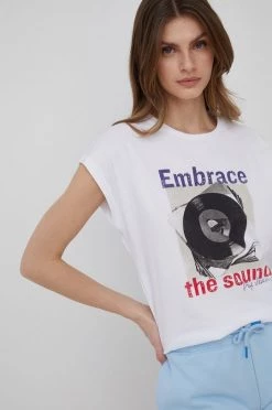 Κοντομάνικο Βαμβακερό μπλουζάκι Pepe Jeans Isadora άσπρο