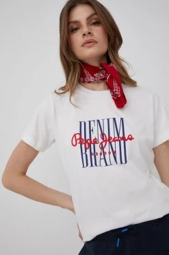 Κοντομάνικο Μπλουζάκι Pepe Jeans Camille χρώμα: άσπρο -Pepe Jeans Sales Store unnamed file 1722