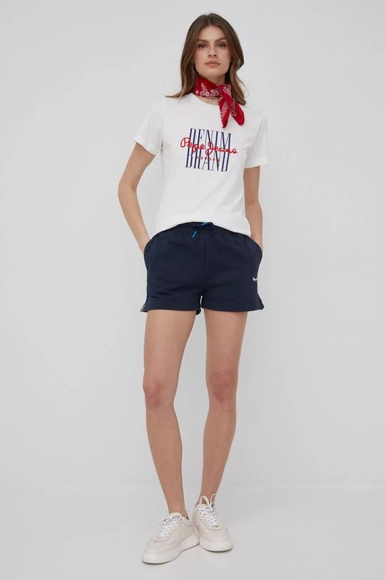 Σορτς Βαμβακερό σορτσάκι Pepe Jeans Calista Short χρώμα: ναυτικό μπλε 4 Σορτς Βαμβακερό σορτσάκι Pepe Jeans Calista Short χρώμα: ναυτικό μπλε - Image 2