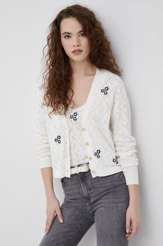 Με φερμουάρ Βαμβακερή ζακέτα Pepe Jeans Pinna χρώμα: άσπρο 3 Με φερμουάρ Βαμβακερή ζακέτα Pepe Jeans Pinna χρώμα: άσπρο