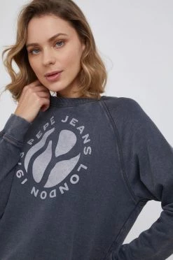 Χωρίς φερμουάρ Βαμβακερή μπλούζα Pepe Jeans AMY χρώμα: γκρι