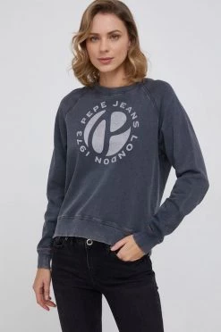 Χωρίς φερμουάρ Βαμβακερή μπλούζα Pepe Jeans AMY χρώμα: γκρι -Pepe Jeans Sales Store unnamed file 1835