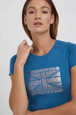 Κοντομάνικο Βαμβακερό μπλουζάκι Pepe Jeans BEATRIZ τιρκουάζ -Pepe Jeans Sales Store unnamed file 1840