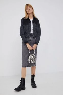 Κοντά μπουφάν Τζιν μπουφάν Pepe Jeans TIFFANY MIX χρώμα: μαύρο