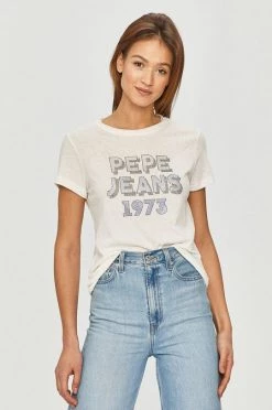 Κοντομάνικο Pepe Jeans - Μπλουζάκι Bibiana λευκό