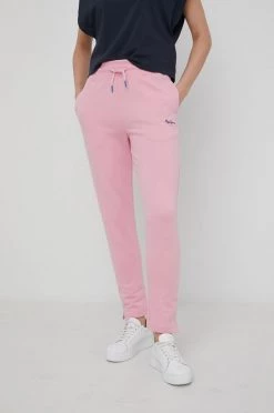 Παντελόνια φόρμας Βαμβακερό παντελόνι Pepe Jeans Calista Pants χρώμα: ροζ