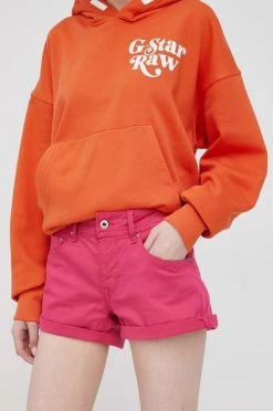 Σορτς Τζιν σορτς Pepe Jeans Siouxie χρώμα: μοβ,