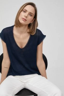 Κοντομάνικο Λευκό μπλουζάκι Pepe Jeans Clementine ναυτικό μπλε