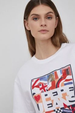 Κοντομάνικο Βαμβακερό μπλουζάκι Pepe Jeans Ivonne άσπρο -Pepe Jeans Sales Store unnamed file 2446