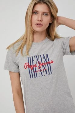 Κοντομάνικο Μπλουζάκι Pepe Jeans Camille χρώμα: γκρι -Pepe Jeans Sales Store unnamed file 2451