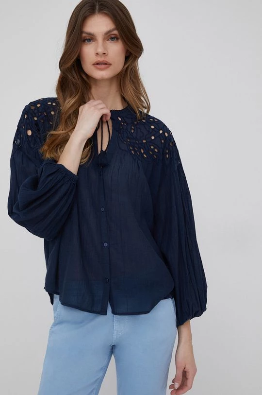 Πουκάμισα Βαμβακερό πουκάμισο Pepe Jeans Kayla χρώμα: ναυτικό μπλε, 3 Πουκάμισα Βαμβακερό πουκάμισο Pepe Jeans Kayla χρώμα: ναυτικό μπλε,