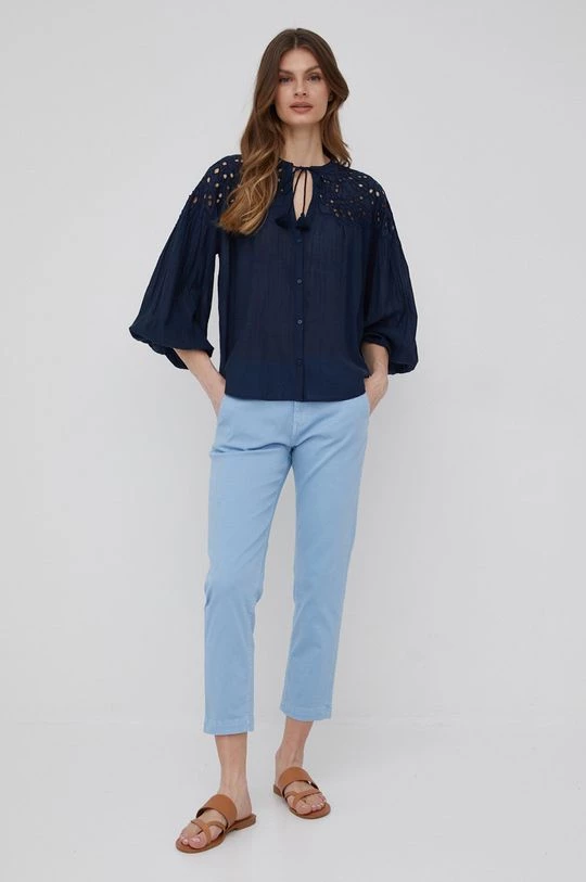 Πουκάμισα Βαμβακερό πουκάμισο Pepe Jeans Kayla χρώμα: ναυτικό μπλε, 4 Πουκάμισα Βαμβακερό πουκάμισο Pepe Jeans Kayla χρώμα: ναυτικό μπλε, - Image 2