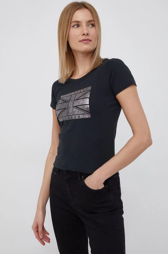 Κοντομάνικο Βαμβακερό μπλουζάκι Pepe Jeans BEATRIZ μαύρο 3 Κοντομάνικο Βαμβακερό μπλουζάκι Pepe Jeans BEATRIZ μαύρο