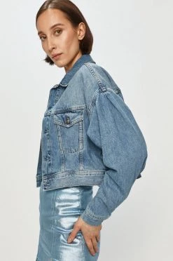 Κοντά μπουφάν Pepe Jeans - Τζιν μπουφάν Ridge μπλε