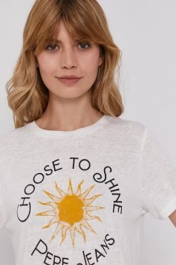 Κοντομάνικο Μπλουζάκι Pepe Jeans χρώμα: κρεμ -Pepe Jeans Sales Store unnamed file 2592