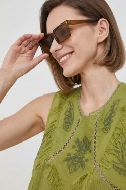 Μπλούζες Βαμβακερή μπλούζα Pepe Jeans Lisle χρώμα: πράσινο