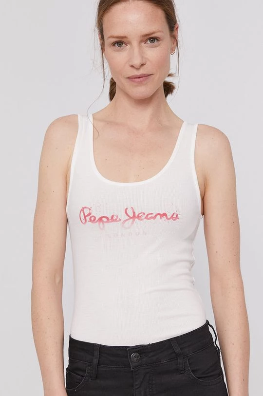 Αμάνικος Top Pepe Jeans DUNIA χρώμα: άσπρο 4 Αμάνικος Top Pepe Jeans DUNIA χρώμα: άσπρο - Image 2