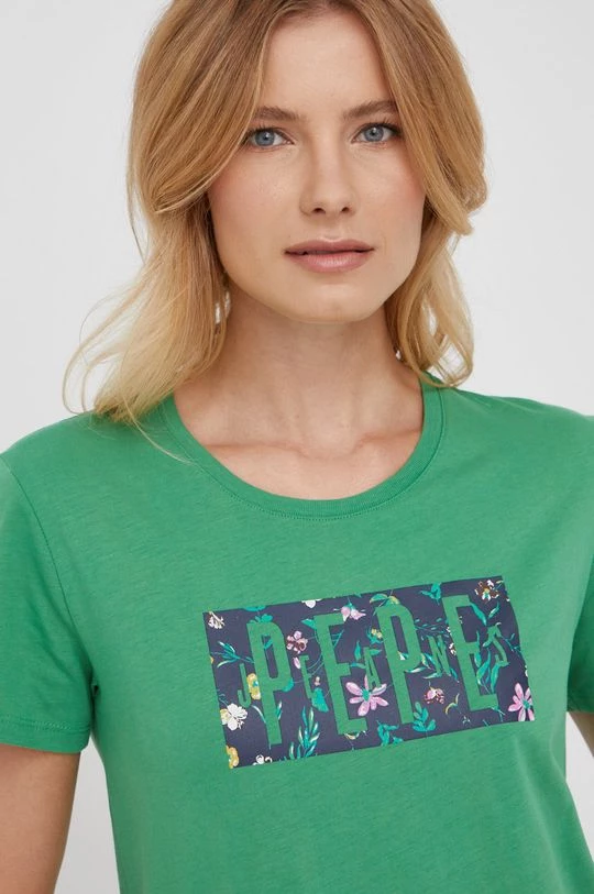 Κοντομάνικο Βαμβακερό μπλουζάκι Pepe Jeans πράσινο 6 Κοντομάνικο Βαμβακερό μπλουζάκι Pepe Jeans πράσινο - Image 4