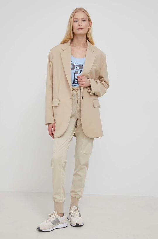 Υφασμάτινα Παντελόνι Pepe Jeans χρώμα: μπεζ, 3 Υφασμάτινα Παντελόνι Pepe Jeans χρώμα: μπεζ,