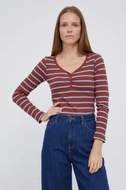 Μακρυμάνικο Longsleeve Pepe Jeans WANDA χρώμα: καφέ -Pepe Jeans Sales Store unnamed file 3064