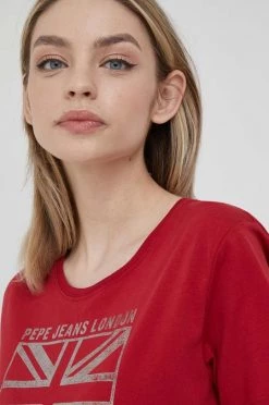 Κοντομάνικο Βαμβακερό μπλουζάκι Pepe Jeans Zeldas κόκκινο -Pepe Jeans Sales Store unnamed file 3305