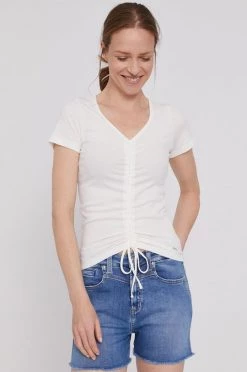 Κοντομάνικο Μπλουζάκι Pepe Jeans FREJA χρώμα: άσπρο