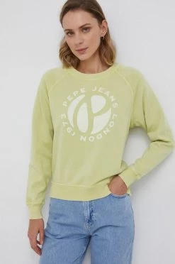 Χωρίς φερμουάρ Βαμβακερή μπλούζα Pepe Jeans AMY χρώμα: πράσινο