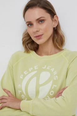 Χωρίς φερμουάρ Βαμβακερή μπλούζα Pepe Jeans AMY χρώμα: πράσινο -Pepe Jeans Sales Store unnamed file 345