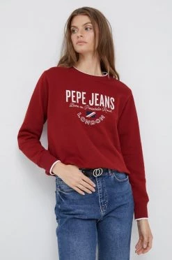 Χωρίς φερμουάρ Βαμβακερή μπλούζα Pepe Jeans χρώμα: κόκκινο,
