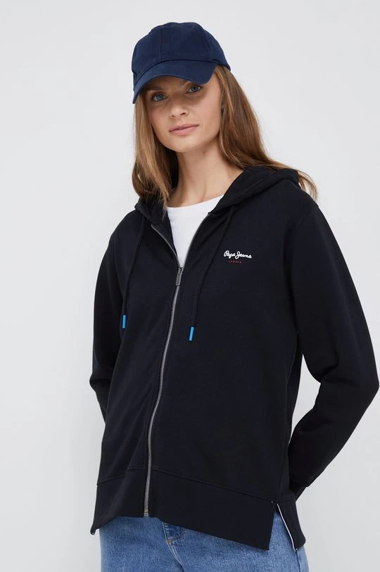 Με φερμουάρ Βαμβακερή μπλούζα Pepe Jeans χρώμα: μαύρο, 6 Με φερμουάρ Βαμβακερή μπλούζα Pepe Jeans χρώμα: μαύρο, - Image 4