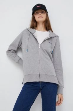 Με φερμουάρ Βαμβακερή μπλούζα Pepe Jeans χρώμα: γκρι,