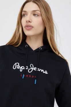Χωρίς φερμουάρ Βαμβακερή μπλούζα Pepe Jeans χρώμα: μαύρο
