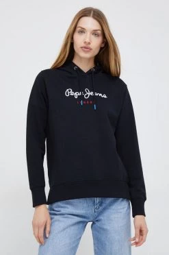 Χωρίς φερμουάρ Βαμβακερή μπλούζα Pepe Jeans χρώμα: μαύρο -Pepe Jeans Sales Store unnamed file 3736