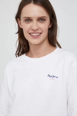 Χωρίς φερμουάρ Pepe Jeans - Βαμβακερή μπλούζα Calista Crew λευκό -Pepe Jeans Sales Store unnamed file 3933