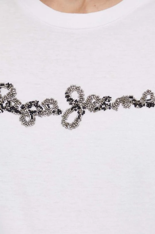 Κοντομάνικο Βαμβακερό μπλουζάκι Pepe Jeans Babette άσπρο 7 Κοντομάνικο Βαμβακερό μπλουζάκι Pepe Jeans Babette άσπρο - Image 5