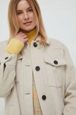 Μακριά μπουφάν Μπουφάν από μίγμα μαλλιού Pepe Jeans Veruka μπεζ -Pepe Jeans Sales Store unnamed file 4029