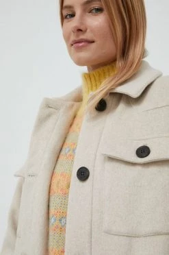 Μακριά μπουφάν Μπουφάν από μίγμα μαλλιού Pepe Jeans Veruka μπεζ -Pepe Jeans Sales Store unnamed file 4031