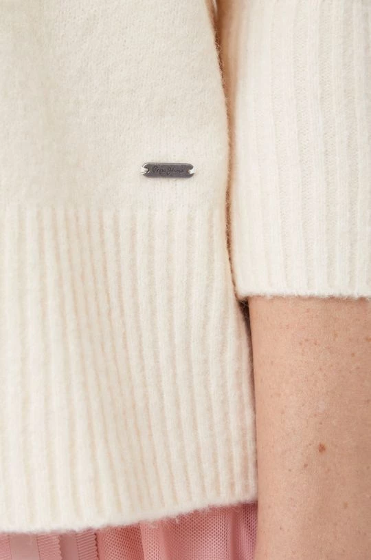 Χωρίς φερμουάρ Πουλόβερ με προσθήκη μαλλιού Pepe Jeans χρώμα: μπεζ, 7 Χωρίς φερμουάρ Πουλόβερ με προσθήκη μαλλιού Pepe Jeans χρώμα: μπεζ, - Image 5