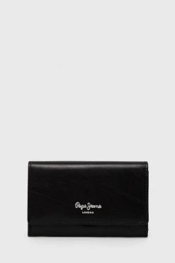 Πορτοφόλια Δερμάτινο πορτοφόλι Pepe Jeans χρώμα: μαύρο