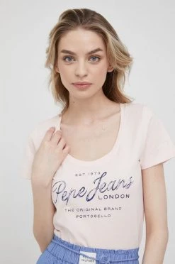 Κοντομάνικο Βαμβακερό μπλουζάκι Pepe Jeans Baia ροζ -Pepe Jeans Sales Store unnamed file 44